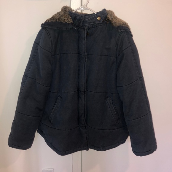 Free People Denim Quilted Coat